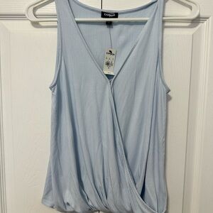 Express Soft Blue Wrap Blouse